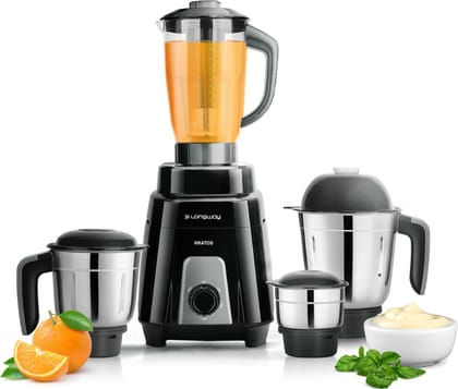 Longway Kratos 1000 Watt Juicer Mixer Grinder with 4 Jars for Grinding, Mixing, Juicing with Powerful Motor (Black, 4 Jars) Longway Kratos 1000 Watt Juicer Mixer Grinder with 4 Jars for Grinding, Mixing, Juicing with Powerful Motor (Black, 4 Jars) - Blac