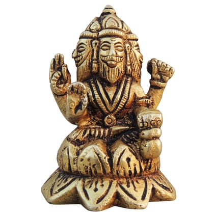 Brass Brahma Ji God Idol Statue – Lord Brahma Brass Murti Home Decor, Height : 2.2 Inch (BSMAS1397 B)
