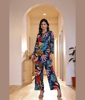 Label Flavia Women Printed Top With Trousers Co-Ord Set ( Multi Color )
