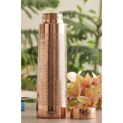 Pure Copper Pyramid Shape Embossed Design Bottle 900 ML-Embossed