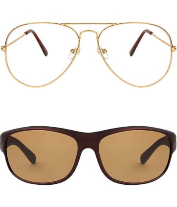 Kanny Devis - Bronze Wrap Around Sunglasses ( Pack of 2 )