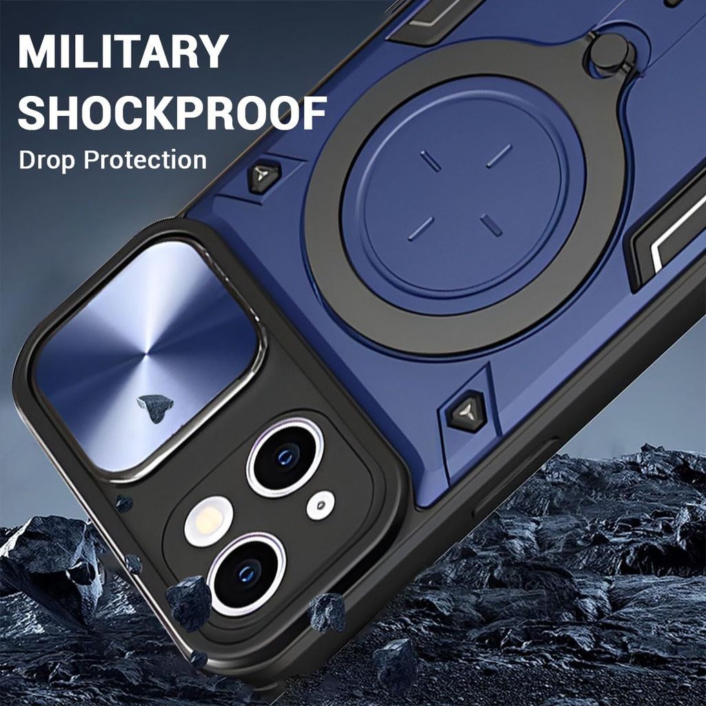 LIRAMARK Case Compatible with Apple iPhone 14 Plus (6.7 inch) with Stand & Slider Camera Military Grade Drop