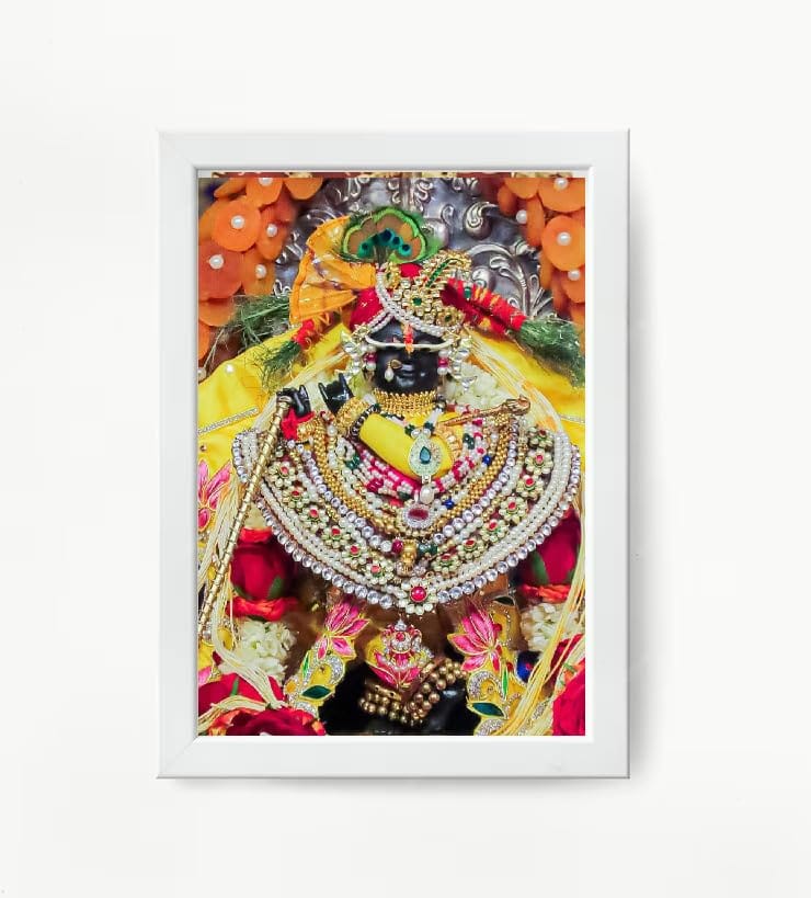 NOKKES Radha Raman Ji Vrindavan Radha Raman Thakur Ji White Photo Frames Religious Photo frame 5X7 Inch Photo Frame_QWW97