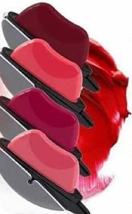 Elecsera Lip Shape Lipstick Long Lasting Waterproof Non-Stick Cup Matte Lipstick (Red, Pink, Maroon, Nude, 10 g)