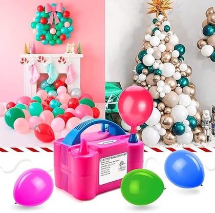 Foil Electric Air Balloon Pump Machine | Dual-Nozzle Portable Balloons Air Pump For Balloon Arch | Balloon Garland |Party Decorations | Pink colour. (Pack of 1)