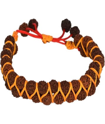KESAR ZEMS 2 Layer Rudraksha Bracelet Wrist Band Adjustable BRACELET With Yellow & Red Thread For Unisex, Energy, Healing & Spiritual