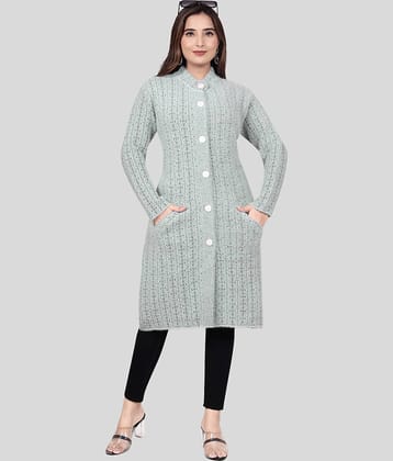 WOOL'S KART Woollen Chinese/Mandarin Collar Women's Buttoned Cardigans - Blue ( )