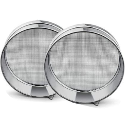 2 Piece Stainless Steel Flour Chlani,Spices,Food Strainer, Atta Chalni, Sieve Set (Silver)