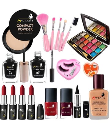 Swenky Complete Makeup Kit for Beginners All In One Essentials (Pack of 15)