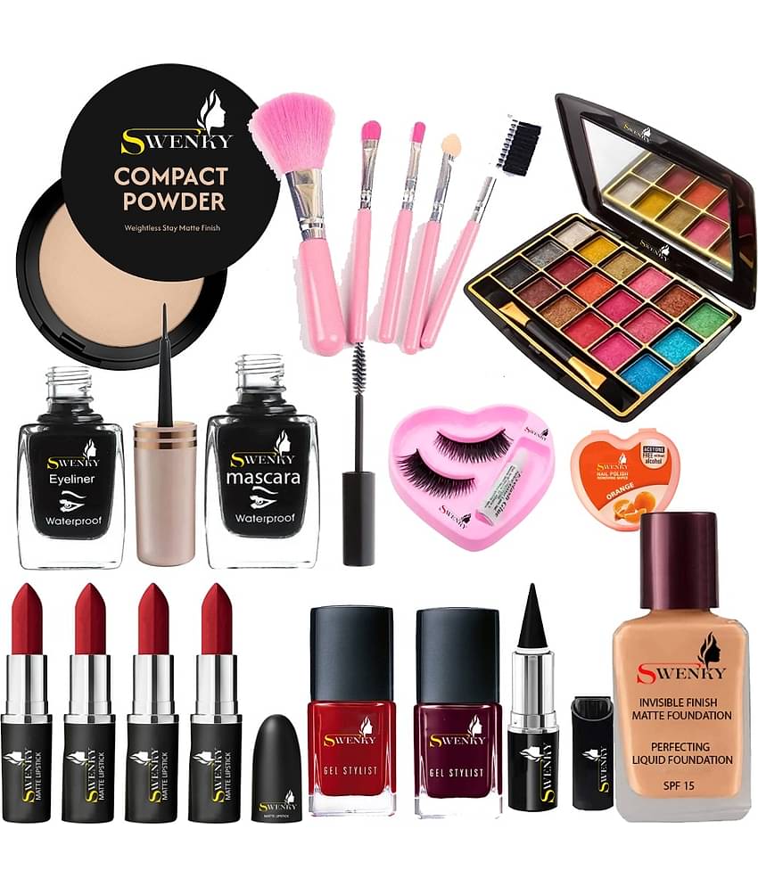Swenky Complete Makeup Kit for Beginners All In One Essentials (Pack of 15)