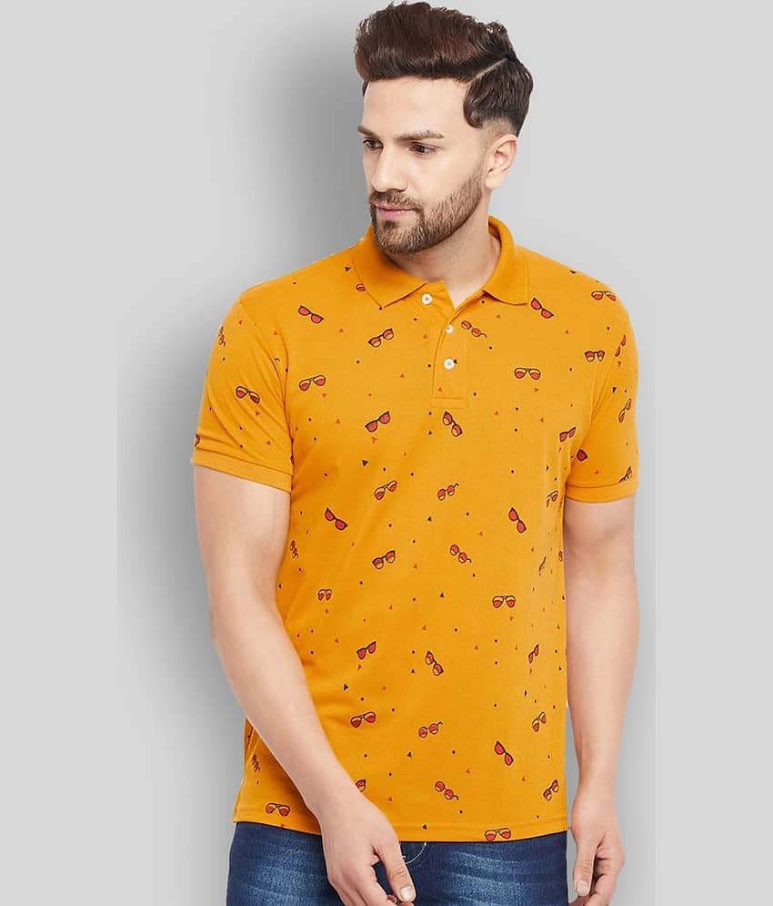 The Million Club Pack of 1 Cotton Blend Regular Fit Printed Half Sleeves Men's Polo T Shirt ( Mustard )