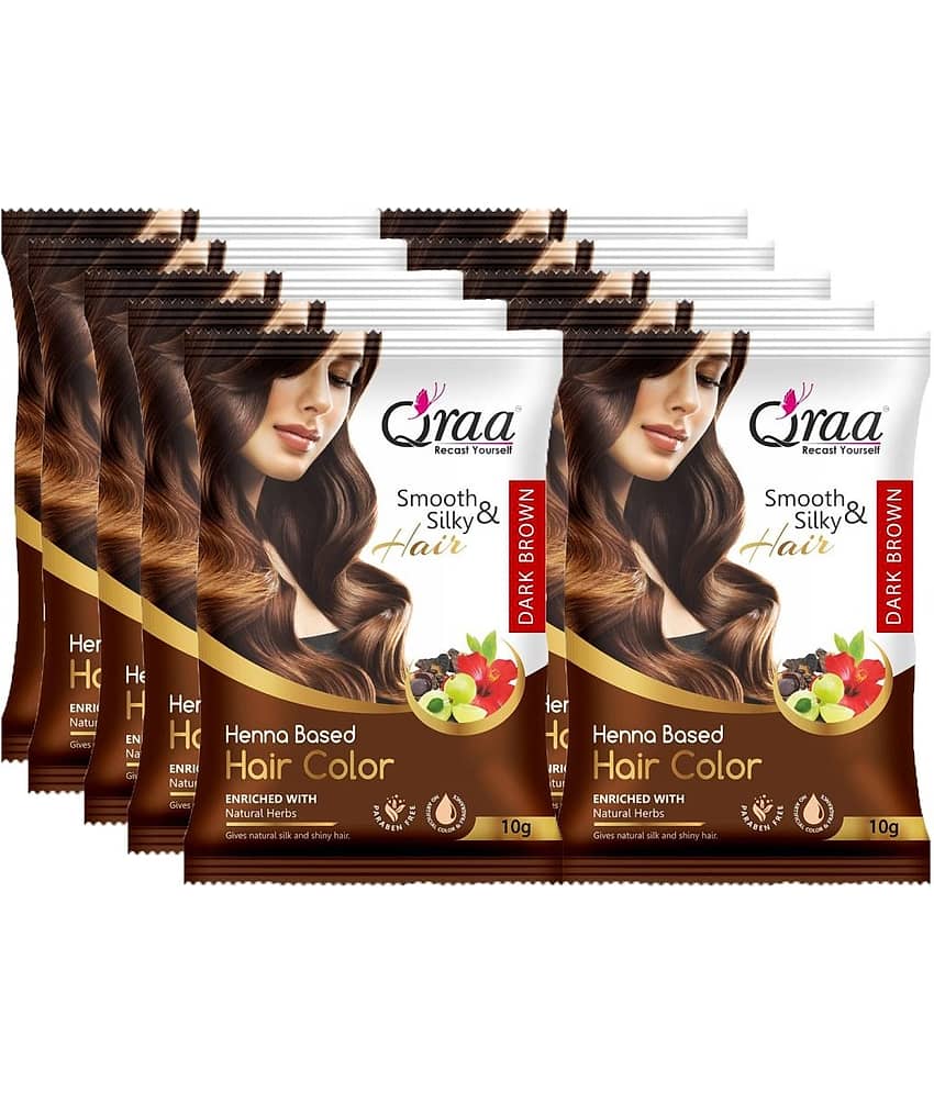Qraa Hair Color Henna Herbal Semi Permanent Hair Color 100 g Dark Brown