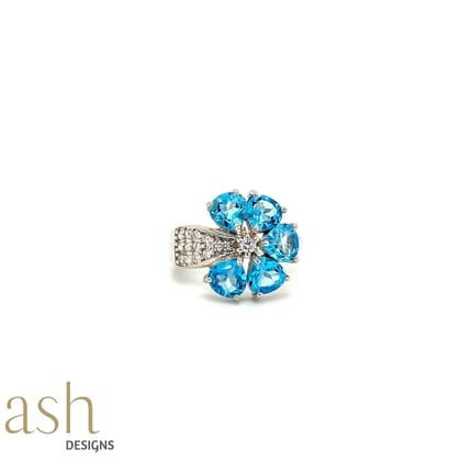 Morning Glory Blue Topaz Ring-US 6