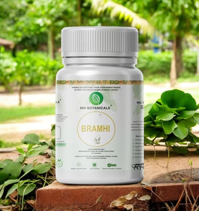 MD Botanicals Brahmi Capsules I For Mental Alertness I Improves Memory Score by 30% I Supports Positive Mood I 100% Natural I 60 Veg Caplets