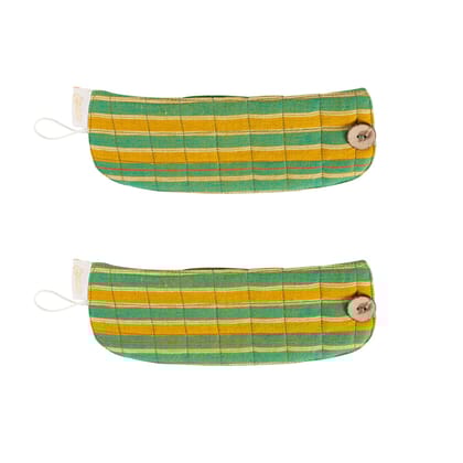 Handloom Mug Warmer 8x3 - Set of 2-8 Inches x 3 Inches / Green / Yellow / Cotton