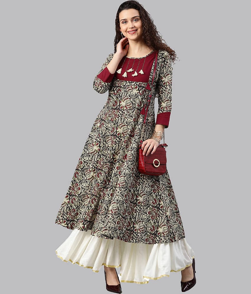 Yash Gallery - Multicolor Cotton Women's Flared Kurti ( Pack of 1 )