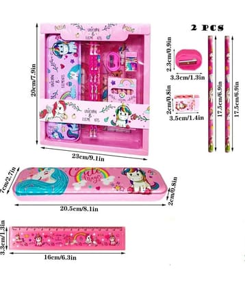 2307 YESKART -12 pcs All in One UNICORN Theme Stationery Set Combo Boys Girls Dino Park Jurassic World Pencil Box Set School Supplies Stationery Gift Set Kit
