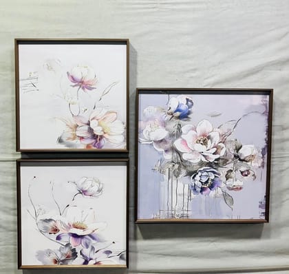 Modern Crystal Painting set of 3 Style 72-Acrylic | Gloss Finish / 16 x 16 | 16 x 16 | 20 x 20