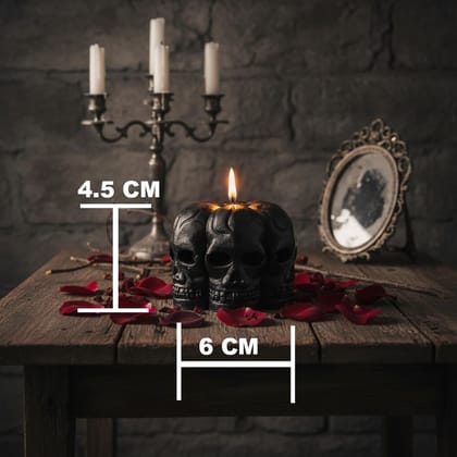 Gothic Skull Decorative Candles Set of 3 Black | Halloween Home Decor | Spooky Candle Set for Party & Table Decoration | Unique Horror Theme Gifts for Goth Lovers