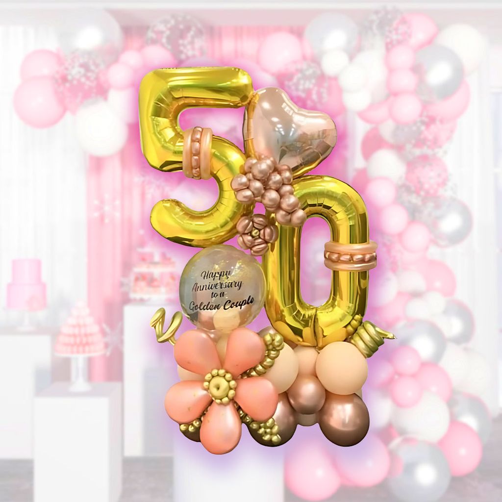 50th Anniversary Balloon Bouquet - Flowers | Buy online on ZillyBuy