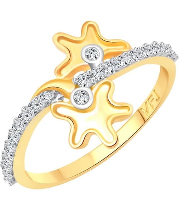 Vighnaharta Couple Star CZ Gold and Rhodium Plated Alloy Ring for Women and Girls - [VFJ1246FRG10]