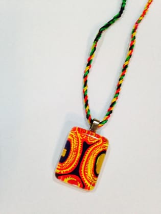 Fiery Small Rectangle Glass Pendant