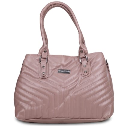 Jothi Arrowyn Premium Womens Handbag | 3-Compartment Quilted Synthetic Leather Tote | Semi-Gloss Finish | Water-Resistant | Soft Base | Mauve