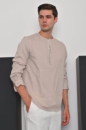 Annastasia - Waffle Dobby Kurta Shirt - Beige-XL-44 / BEIGE