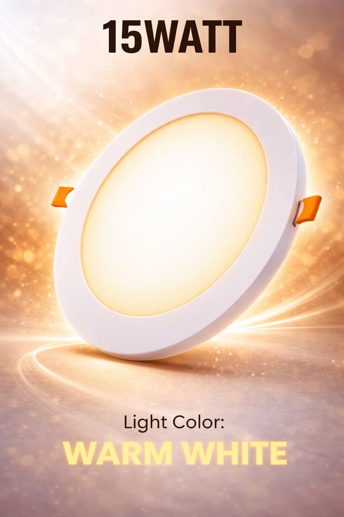 SPARKWORLD 15W Round LED Panel Light Warm White | Slim Recessed Ceiling Light for Home, Office & Commercial Use - Electricals | Buy online on ZillyBuy