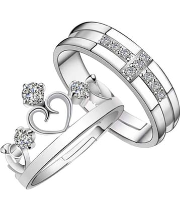 Special Couple Ring Set For Valentines Lovers  Silver Plated Adjustable Ring Set  Women And Men