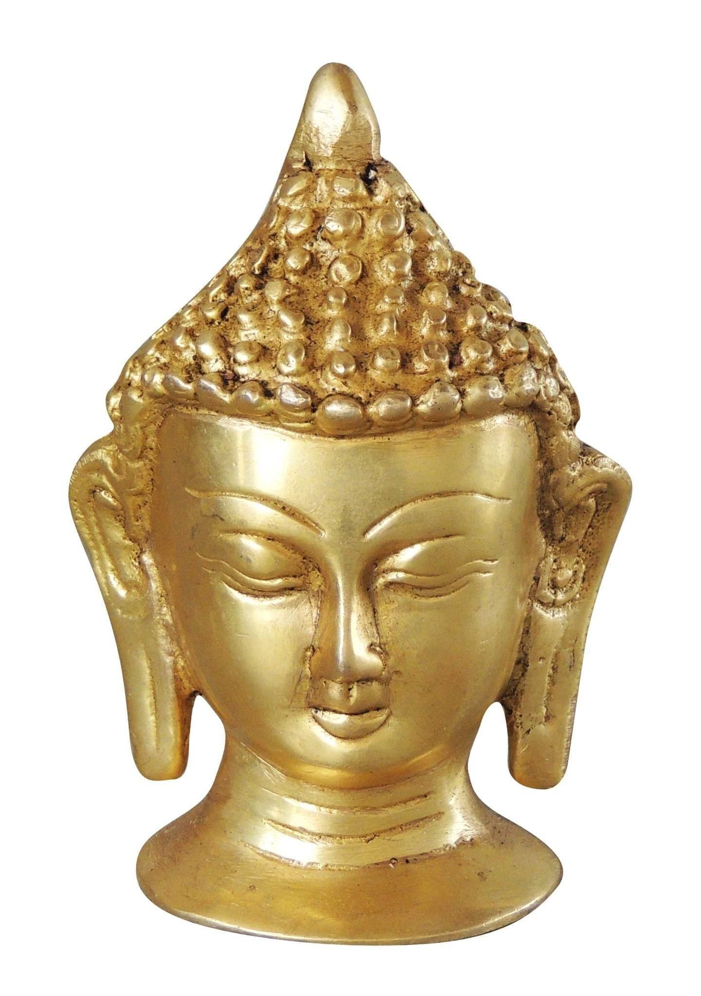 Brass Showpiece Buddha Head Statue - 2*2*4 Inch (BS1077 C)