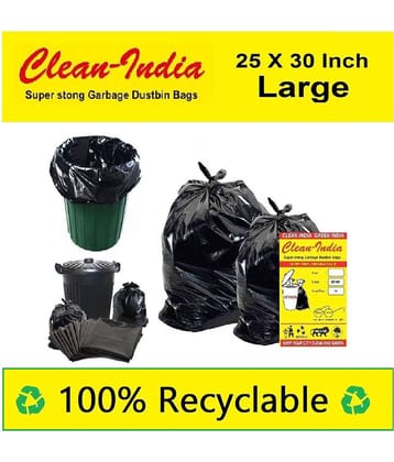 C-I Large 42 pcs - 25X30 Black Disposable Garbage Trash Waste Dustbin Bags of 63cm x 76cm | Pack of 3 X 14 pcs= total 42 pcs