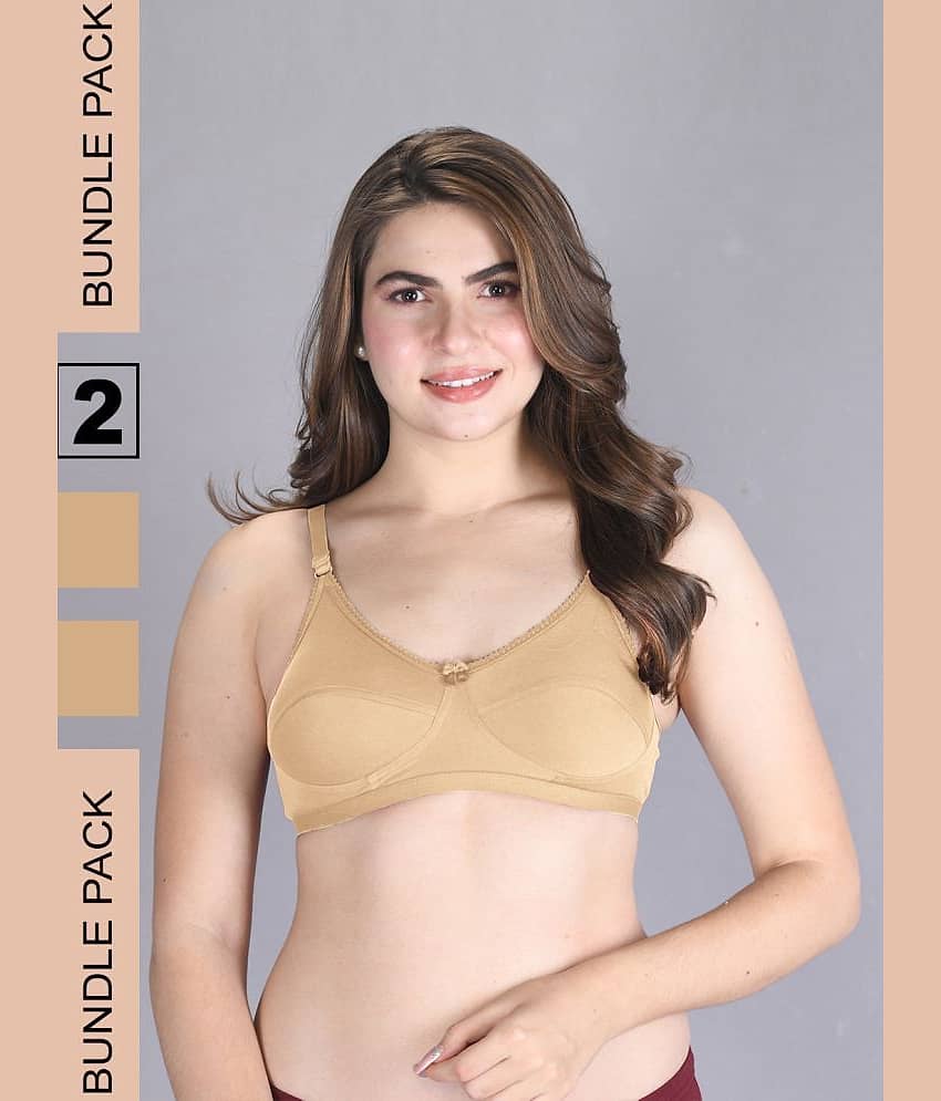 lux venus Pack of 2 Cotton Non Padded Women's Everyday Bra ( Beige ) VEN_BRA162_SK_2PC