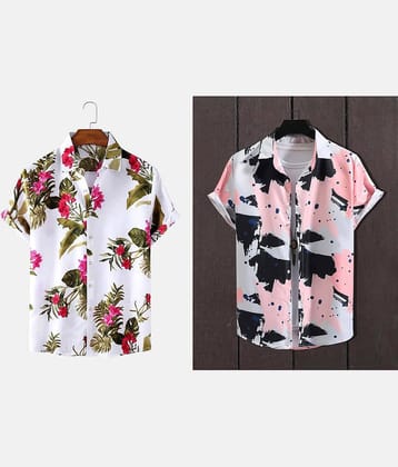 Qlonz store Elastane Regular Fit Solids Half Sleeves Men's Casual Shirt - Multi ( Pack of 2 )