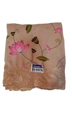 Elegant Lotus Digital Print Saree