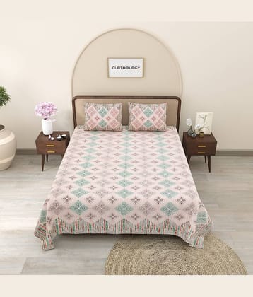 CLOTHORO Cotton 1 Double King Bedsheet with 2 Pillow Covers ( Red )