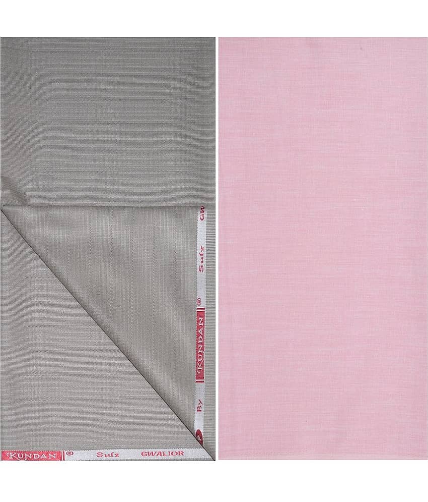 KUNDAN SULZ GWALIOR Pink Cotton Blend Unstitched Shirts & Trousers ( 1 Pant & 1 Shirt Piece )