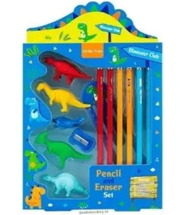 2317 YESKART -13 PC Little Tree Dinosaur Club Pencil Box set  (pack of 1), Blue)