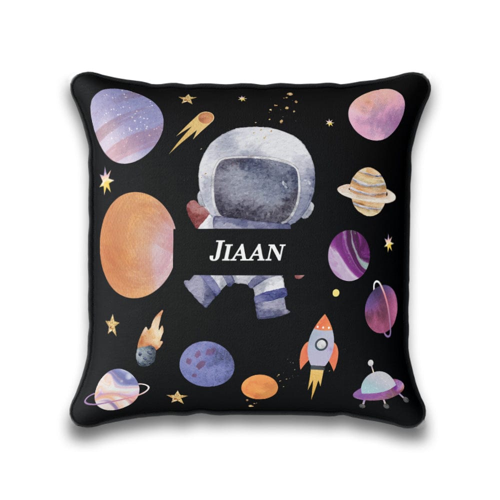 Lil Astronaut Cushion Cover (kids)-Black / 16 Inches / Satin