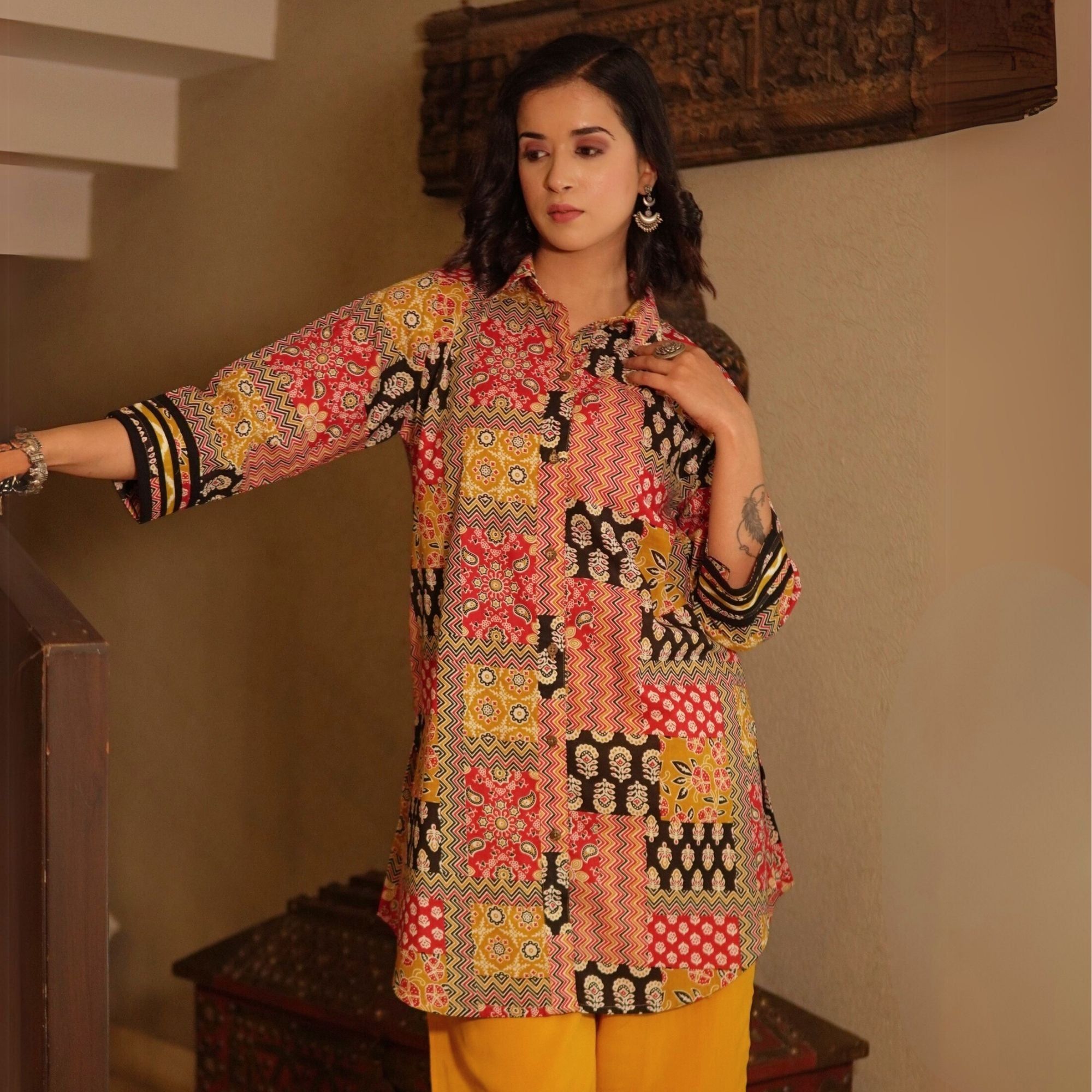 Multicolored patchwork kurta-XS