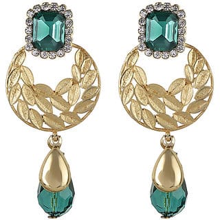 Chand Bali Rectangle Crystal Drop Earrings for Girls Brass Material Earrings for Women's Fashion Jewellery for Festival