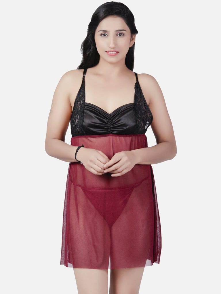 Sexy Net Honeymoon Wine Babydoll Bikini Night Dress K1Kw - Nightwear & Loungewear | Buy online on ZillyBuy