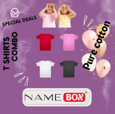 NameBox - Round Neck T Shirts for Kids (Pack of 4), Size - 40 (M)