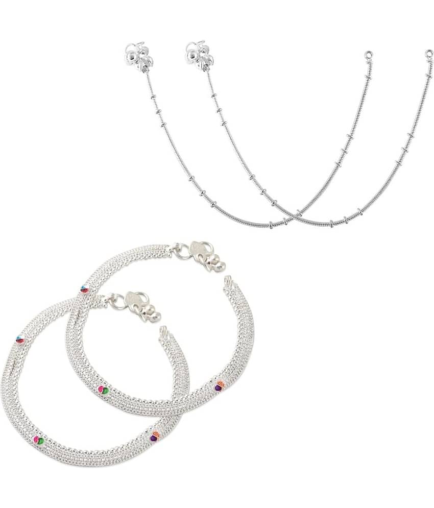 HEER COLLECTION - Silver Anklets ( Pack of 2 )