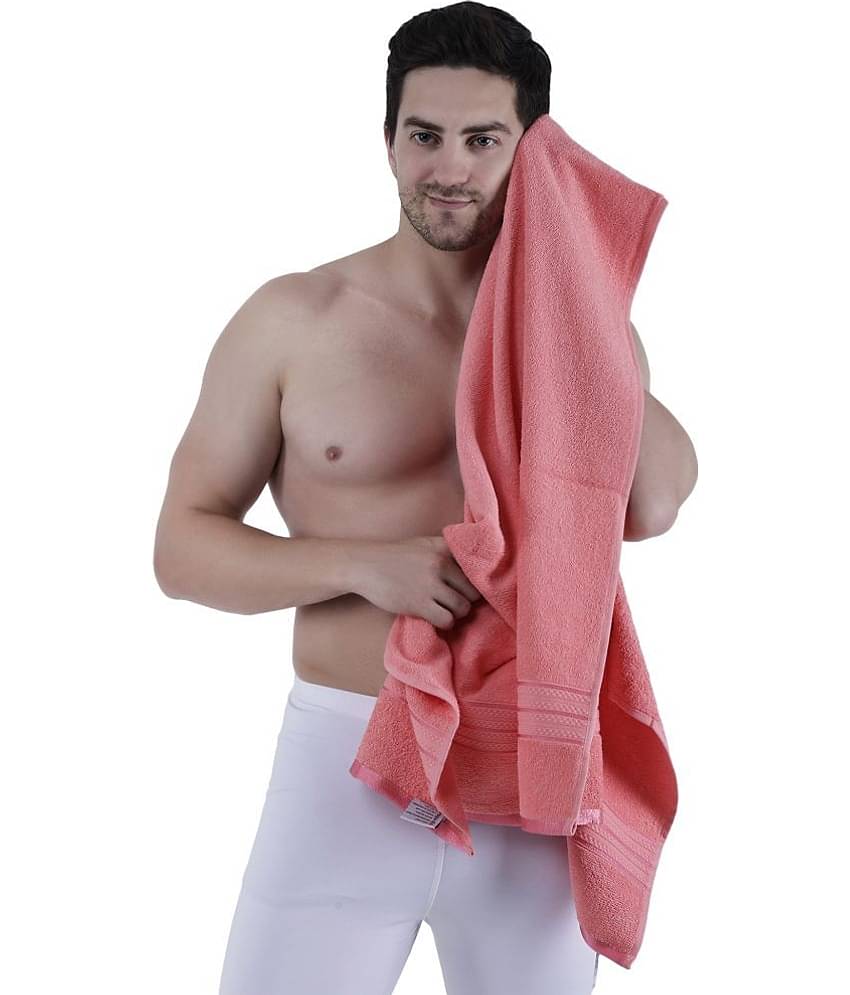 Dollar Cotton Striped 500 -GSM Bath Towel ( Pack of 1 ) - Pink