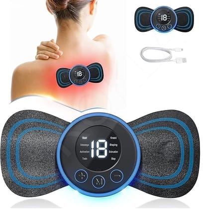 AABHA Body Massager Machine for Pain Relief Wireless Massager 8 Mode & 19 Strength Level EMS Massager Mini Massager Butterfly Massager for Shoulder Legs Massage Neck Massager Back Massager
