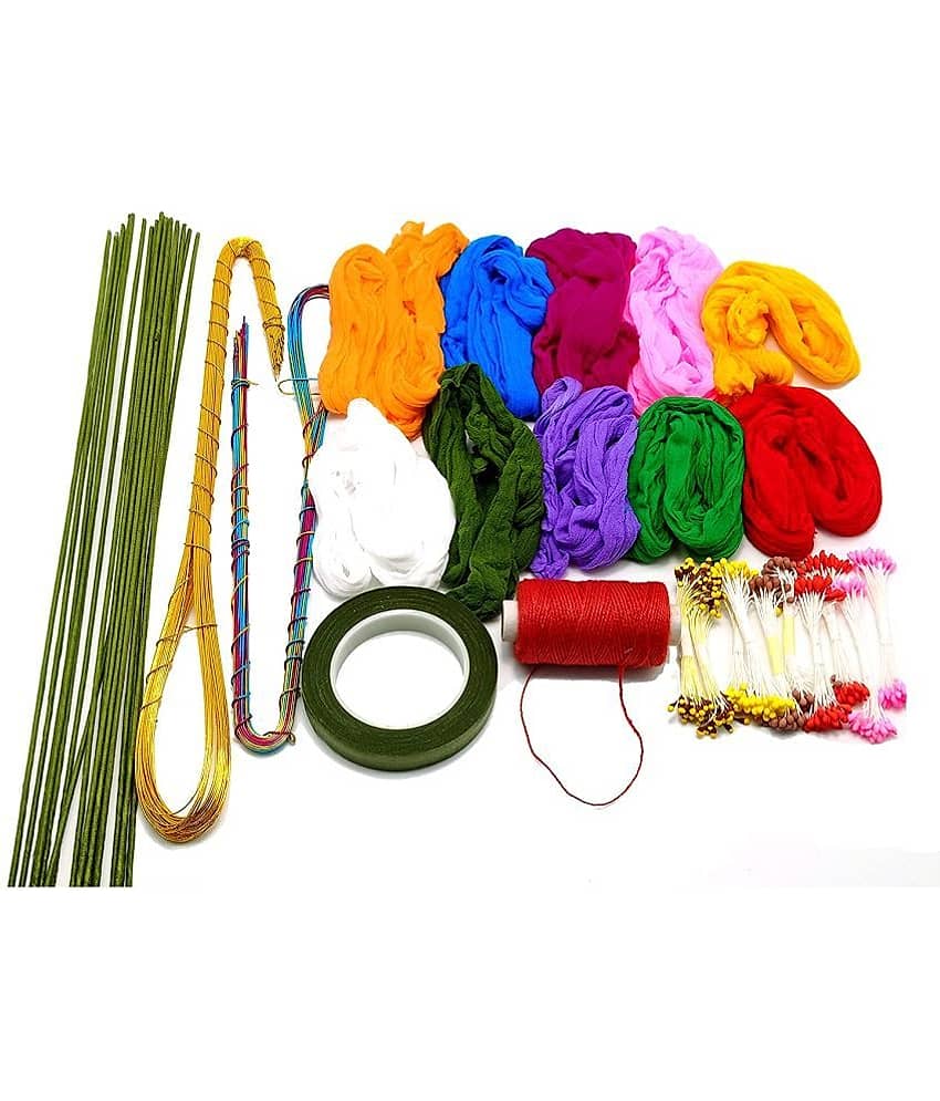Vardhman - Fabric Cotton Flower Making DIY Kit, stocking kit, art & craft kit (Pack of 1)