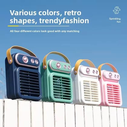 Portable Mist Cooling Fan | USB Chargeable Mini Air Cooler Fan with Water Mist Spray, 3 Speed Modes & LED Light for Home, Office & Travel (Any Random Color)