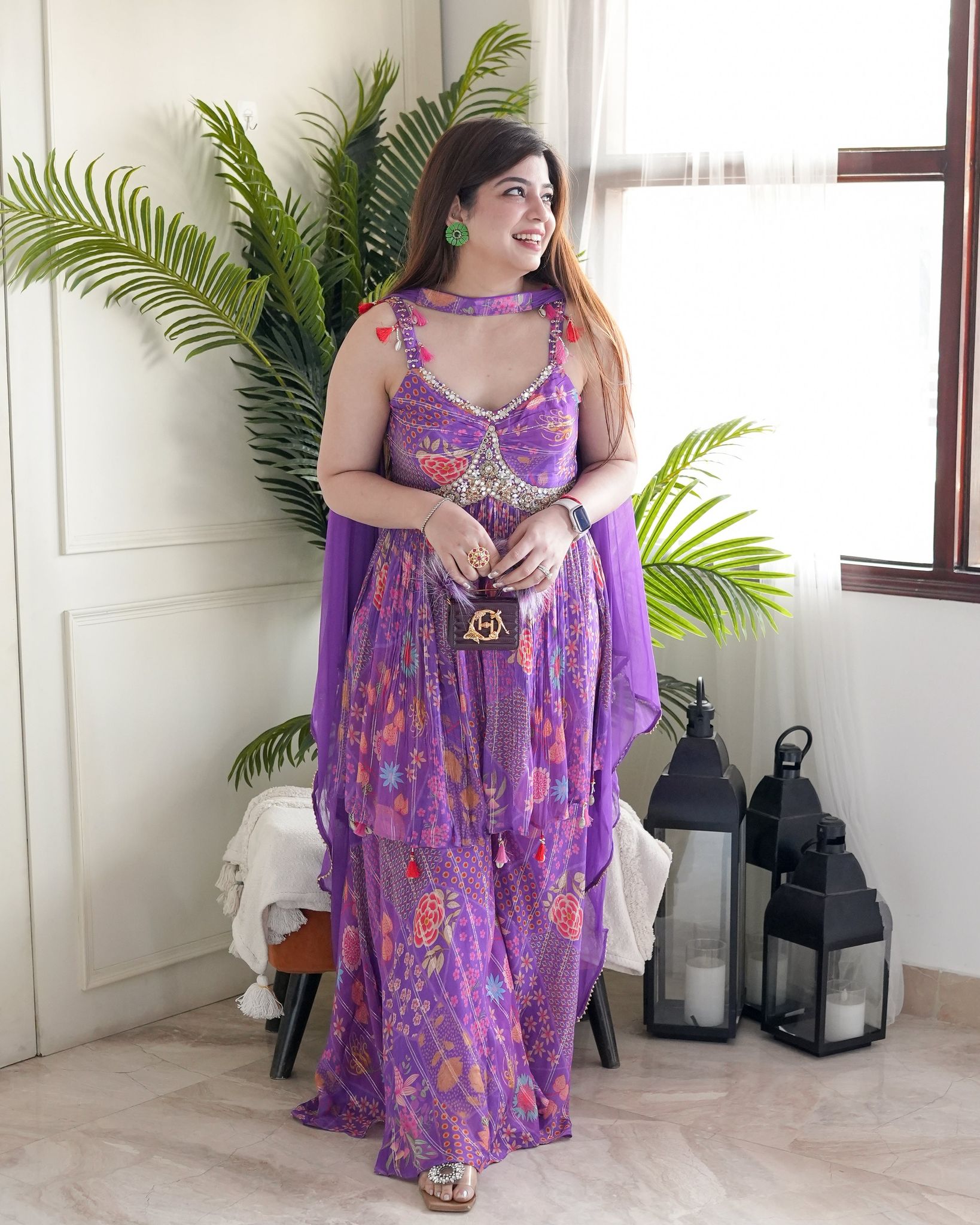 Ghera Purple Printed Sharara Set-XL