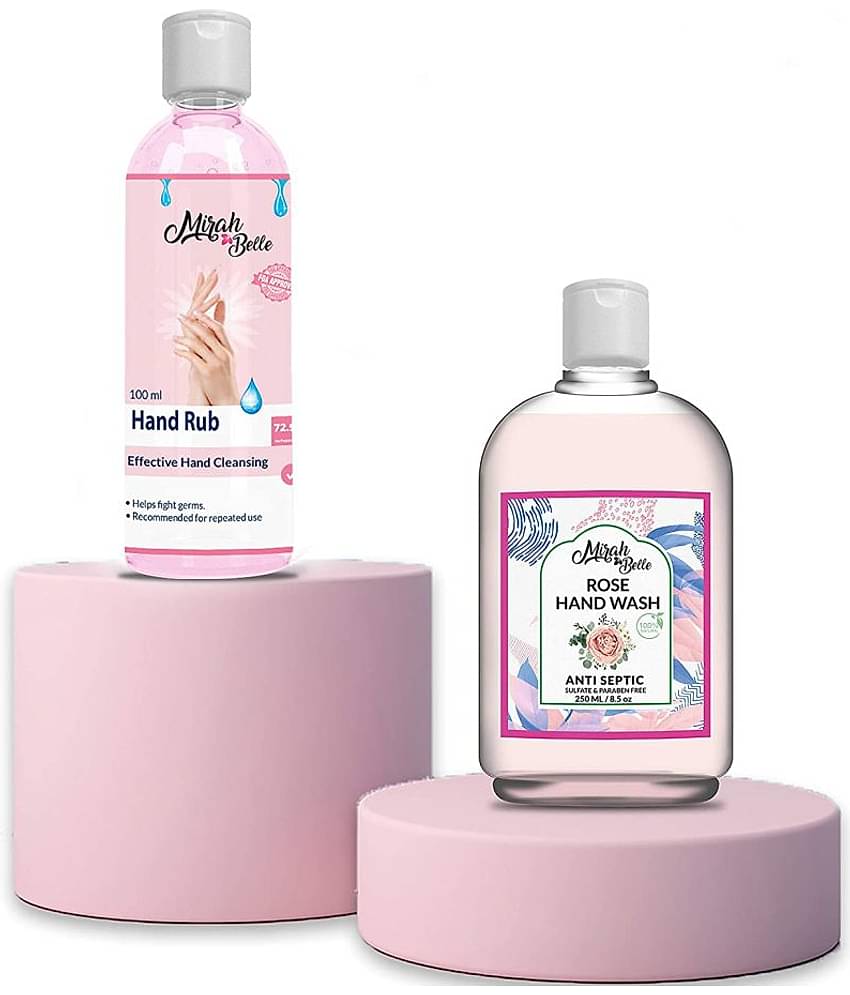 Mirah Belle Hand Rub Sanitizer 100ml & Rose Hand Wash 250ml (Combo) Hand Sanitizer 350 mL Pack of 2